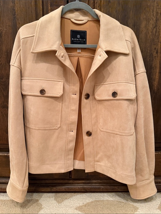 bagatelle Jackets & Blazers - Bagatelle Suede Button-Front Jacket in Beige